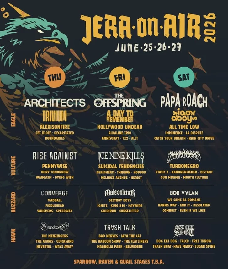 Jera on Air 2026 Completes Main Stage Lineup with Papa Roach, Architects, and The Offspring